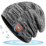 Geschenke für Männer Bluetooth Mütze Weihnachten mit Kopfhörer Wichtelgeschenk Ideen Musik Strickmütze Nützliche Angler Fahrrad Schwarz Einheitsgröße