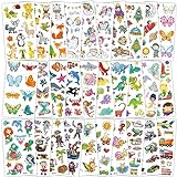 Habett Tattoo Kinder 300+ Set Mädchen Jungen Weltraum Dinosaurier Tiere Einhorn Schmetterling Klebetattoos Perfekt für Kindergeburtstag Party Mitgebsel Hautfreundliche Temporäre Kindertattoos