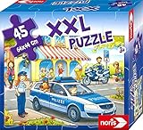 Noris 606031792 - XXL Riesenpuzzle, Auf Streife mit der Polizei - mit 45 Teilen (Gesamtgröße: 64 x 44 cm) - für Kinder ab 3 Jahren