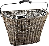FISCHER Fahrrad-Korb vorne | abnehmbar | Kipp- und Drehsicherung | verstellbarer Winkel | Tragkraft: 5 kg | geflochten | braun