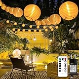 Lampions Lichterkette Außen mit Netzstecker, 11M 30LED mit 8 Modi & Timer, Warmweiß Lichterkette Lampion mit Fernbedienung, Outdoor Laterne Beleuchtung Wetterfest für Terrasse Balkon Garten Hof