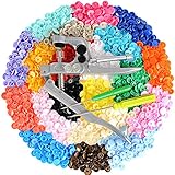 LIHAO SNAPS 300 Druckknöpfe Set mit Zange 24 Farbiger Plastik Druckknopf T5 Druckknopfzange ohne Nähen Werkzeug für Button Kleidung Basteln DIY