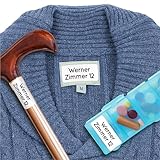 Wäscheetiketten für Pflegeheime & Altenheime (60 Stück, Weiß) - Namensschilder für Kleidung und Gegenstände sind waschmaschinenfest, Personalisiert zum Aufkleben