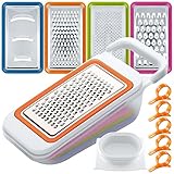 Obst Gemüse Schneidemaschinen Set mit Orangen Peelern, FineGood 4 Packs MultifunktionsSpiralizer Dicer Cutter Chopper Reibe mit Container für Küche mit 5 Citrus Skin Removers