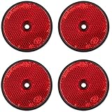 4er SET Reflektor Rückstrahler rund 60mm rot Katzenauge Seitenstrahler für Anhänger LKW Wohnwagen mit E-Prüfzeichen