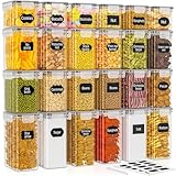 PurKeep Frischhaltedosen – 24 Stück luftdichte Vorratsdosen mit Deckel, BPA-frei, Küchenaufbewahrungsbehälter für Mehl, Zucker, Körner & Backzubehör, 33.6L großes Set inkl. 24 Etiketten & 1 Marker