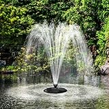 Biling Schwimmender Springbrunnen mit LED-Beleuchtung für Großer Gartenteich, Teichbrunnen mit 2500 l/h Pumpe, 9m Kabel mit EU-Stecker, Wasserspiel mit 3 Fontänen Modi (Frostsicher)