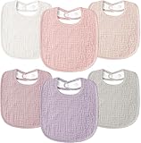 Susurration Lätzchen Baby Musselin Halstuch Baby Weiche Verstellbare Quadratische Sabberlätzchen 6 pack für Unisex Mädchen & Jungen (Rosa)