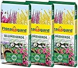 Floragard Blumenerde 3x20 L - Universalerde für Zimmer-, Balkon- und Kübelpflanzen - mit Ton und Langzeitdünger - 60 Liter