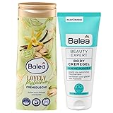 Balea 2er-Set Hautpflege: Balea Duschgel Lovely Pistachio Cremedusche & Feuchtigkeit duftet nach Pistazie & Vanille, 300 ml + Bodylotion Body Cremegel Niacinamide für feineres Hautbild, 200 ml (500ml)