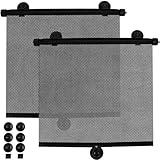 Sonnenschutzrollos mit Saugnäpfen für Auto Universell 2-er Set Heckscheibe für Baby Kinder Haustiere Erwachsene Schwarz 23497