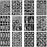 12 Temporäre Tattoo Schablonen, Henna Tattoo Set für Frauen und Mädchen, Glitzer Tattoo Schablonen für Partys und Feiern, DIY Körperkunst