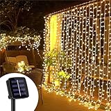 Net Mesh Waterproof String Lights, Solar Lichternetz Außen, LED Lichterkette mit 8 Lichtmodi, Garten Baum Licht, Wasserdicht Mesh Lichterkette für Innen Außen Party Dekoration (Warm, 3.0m)