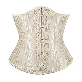 YONGHONGKEJI Corsage Damen,Damen Taillentrainer Cincher Korsett Vintage Elegantes Blumen Bustier Top Geschnürter Rücken Taillentrainer Gürtel Renaissance mittelalter Kostüm Apricot M