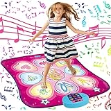 SUNLIN Tanzmatte - Tanzspielzeug Geschenk für Kinder Mädchen - Tanzmatte mit LED-Leuchten, einstellbare Lautstärke, eingebaute Musik, 3 Schwierigkeits Stufen (3-12 Jahre)
