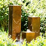 KÖHKO® Wasserspiel aus Cortenstahl mit LED-Beleuchtung „Brasilien“ 31001 Höhe 15-30-45 cm Gartenbrunnen