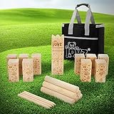 Joyz XXL Wikinger Kubb Spiel aus massivem Holz in Premium Qualität, 21 Spielelemente, für 2 bis 12 Spieler, Wikinger Wurfspiel Schach Spiel Schwedenschach Outdoor Holzspiel für Kinder & Erwachsene