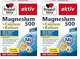Doppelherz Magnesium + Calcium + Kalium - hochdosiertes Magnesium als Beitrag für die normale Muskelfunktion und das Elektrolytgleichgewicht - 100 Tabletten (Packung mit 2)