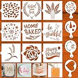 Oruola 13 Stück Schablonen für Brot,Plätzchen Schablone zum Dekorieren,Schablonen Malen,Brotschablonen,Backvorlagen,Backschablonen für Brot,Kuchen,Kaffee,Torte,Kekse (Weiß)