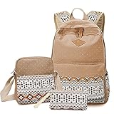 Cicilin Segeltuch-Rucksack-Set für Mädchen, Schulranzen, mit Reißverschluss, Tagesrucksack, Reisetasche, Messenger-Tasche, Kinder-Schultertasche, Rucksack, 3-teilig (Schultasche + Umhängetasche +