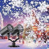 Elsture Weihnachtsprojektor Lichter Außen, Dynamische Schneeflocke Projektor LED Schneefall Lichter Weihnachtsprojektor Lichter Außen Weihnachtsdekoration