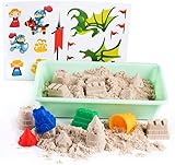 Knetsand Castle Set - 1 kg Magic Sand, 4 Sandknete Burgenförmchen Zubehör - Magischer Knete Sand Geschenke für Kinder, Mädchen und Jungen