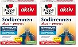 Doppelherz Sodbrennen akut + protect - Medizinprodukt bei Sodbrennen, Säurereflux + säurebedingten Magenbeschwerden - 40 Kautabletten mit Minzgeschmack (Packung mit 2)