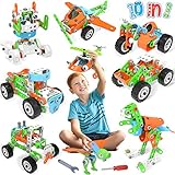 MOONTOY Konstruktionsspielzeug ab 5 6 7 8 9 Jahre Junge,218 PCS Bausteine Dinosaurier Spielzeug für Kinder, 10-in-1 Lernspielzeug Baukasten Pädagogisch Spielzeug Geschenke für Junge Mädchen