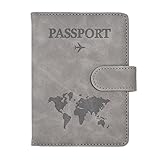 Cumoli Reisepasshülle, Kunstleder Passport Hülle, Passhülle RFID-Blocker Passport Cover für Damen und Herren Reisepass Hülle, Travel Passport Holder für Kreditkarten Ausweis Reisedokumente (Grau)