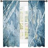 Isolierter Vorhang mit Marmorschattierung, exquisiter GranitNaturfelsbild, wasserdichter Stoff, für Schlafzimmer, Kindergarten, Wohnzimmer, B 183 x L 213 cm, Hellblau