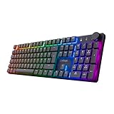 Trust GXT 868 Torix Mechanische Tastatur Kabellos Deutsches QWERTZ Layout, RGB Wiederaufladbare Gaming Tastatur 2.4 GHz 100H Akkulaufzeit, Huano-Switches Flache Tasten, Programmierbar, PC Laptop