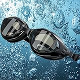 Optische Schwimmbrille mit Sehstärke | Dioptrien: -0 bis -6,0 | Schwarz und Rosa | Anti-Fog | Anti-Beschlag-UV-Schutz| super Paßform | incl Stabiler Box (Schwarz, -4.5)