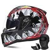 HALYING Motorradhelm Herren Damen ECE-Zertifiziert ABS-Schale mit Doppelvisier Abnehmbare Innenfutter/Aerodynamisches Design Integralhelm Klapphelm Vollvisierhelm mit Schnellwechsel-System
