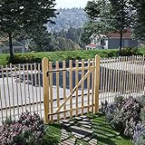 Zauntor Einflügelig mit Scharniere inkl und Zubehör, Gartentor aus Holz für Staketenzaun Gartenzaun, Natürliches Aussehen, 100 x 120 cm Haselnussholz