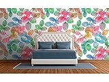 Tapete mit bunten Blättern, Fototapete für die Wand, Wandbild, verschiedene Größen, 500 x 300 cm, Dekoration für Esszimmer, Wohnzimmer, Schlafzimmer.
