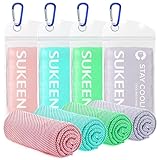 Sukeen Kühlendes Handtuch, 4er Set Kühlhandtuch Cool Towel, Gym Handtuch, Eishandtuch Kühltuch Hals, Kühlendes Handuch Mikrosfaser, Kühlendes Sporthandtuch für Yoga, Strand, Golf, Camping (100x30cm)