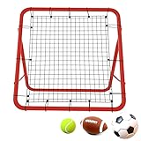 Aufun Fußball Rebounder Kickback Rückprallwand Netz, tragbar Solo Rebound Kick Trainer, für Übungen, Fußballschuss, Techniktraining(100 x 100 x 65 cm, Rot)