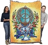 Pure Country Weavers Jane Starr Weils Decke mit Kelch Well mit Rowan Tree – keltisches Geschenk, Wandteppich, gewebt aus Baumwolle, hergestellt in den USA (183 x 137 cm)