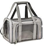 Reisetasche für Haustiere,Pet Carriers Hundetasche,Tragetasche für Groß Katze Hund Transporttasche Katzentransportbox,Atmungsaktives Netz Faltbare Hundetransportbox,Kann 3-8 kg (L,Grey)