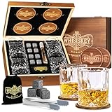 WHISISKEY Whisky Gläser Set - Whiskey Geschenkset Glas - Whiskygläser - Geschenke für Männer - Männergeschenke - Geburtstagsgeschenk Mann - Geschenkbox, 4 Rum Gläser, 8 Whiskey Steine