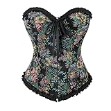 YONGHONGKEJI Corsage Damen,Blumenkorsett Oberteil Damen Bustier Bh mit Schnürung Vintage Eleganter Taillentrainer Rückenschnürung Shapewear Bauchkontrolle mittelalterliche Renaissance Weste Gothi