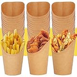 REFORUNG 50 Stück Bubble Waffeln Tüten Pommes 12oz Snack Container Kraftpapier Pommestüte Pommesbecher Pommes Papiertüten Boxen Kraftpapier Becher Pappbecher mit Schrägem Mund für Frozen Dessert