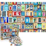 JMbeauuuty Puzzle 1000 Teile Erwachsene, Klassische Puzzles Mehrfarbig Puzzle Bunt ab 14 Jahren - Bunte Tür und Fenster der Welt