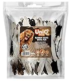 UniQ Pets Hasenohren mit Fell für Hunde Kausnack Kaninchenohren ohne Gluten hypoallergen 300 g Hundesnack für Welpen und Erwachsene