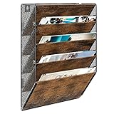 EasyPAG 5 Fächer Zusammensetzen Metall Holz A4 Zeitschriftenhalter Wand Zeitschriften Wandhalter Aktenablage Dokumentenhalter Hängend Magazin Organizer Flyerhalter Prospektspender