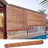 Bambusvorhänge für den Außenbereich, wasserdicht, mit 70% Sonnenschutz, Thermo-Verdunkelung, Terrassenvorhang für Pergola, Garten, Innen- und Außenbereich, römische Rollos, 50 x 60 cm
