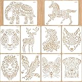 10 Stück Schablonen zum Malen, 29 * 21cm Tiermalerei Schablone, Tiere Malschablonen, Wiederverwendbare Stencil Schablonen Waschbar für Scrapbooking Fotoalbum DIY Geschenkkarten Geschenke Kinder