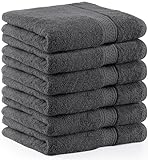 Utopia Towels - 6er Pack Frottee handtücher 50x100 cm mit Aufhängeschlaufe, mittelgroße Handtücher 100% Baumwolle weich und saugfähig Handtücher Set (Grau)