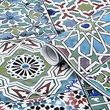 d-c-fix Möbel-Klebefolie Faroso Fliesen-Optik bunt 45 cm x 1,5 m - Möbelfolie selbstklebend Deko-Folie Tisch Küche Schrank Bad wasserfest Fliesenfolie Mosaik-Optik Kachel-Muster Retro blau grün