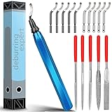 Heeieuk Metallgriff Handentgrater Entgratwerkzeuge mit 11-teiligem Ersatz- und 5-Diamant-Feilen-Set zum Schneiden & Polieren von 3D-Drucker, Kunststoff, Aluminium und Edelstahl